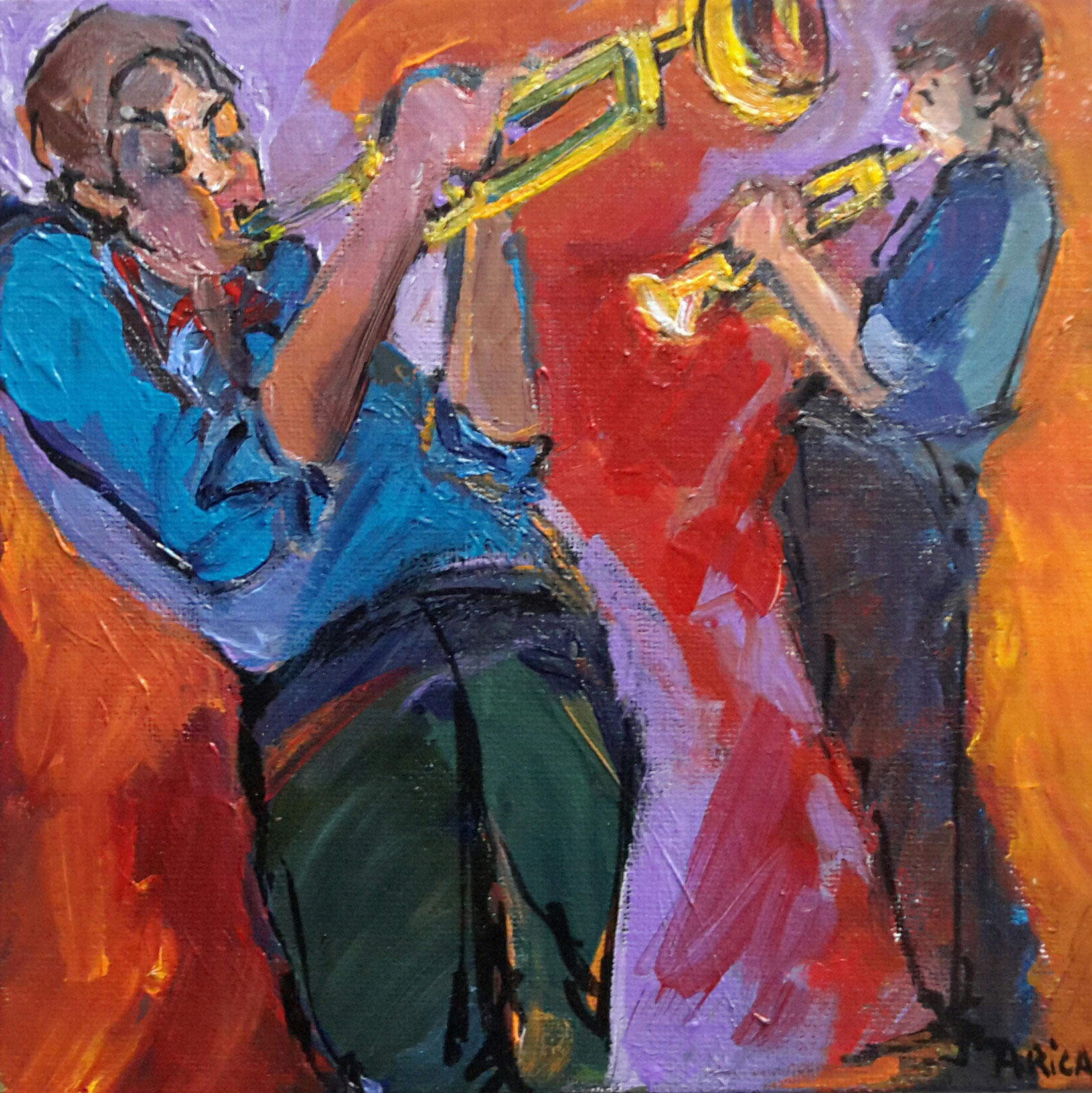 Anne Ricard - Jazz - Huile 20 x 20 cm