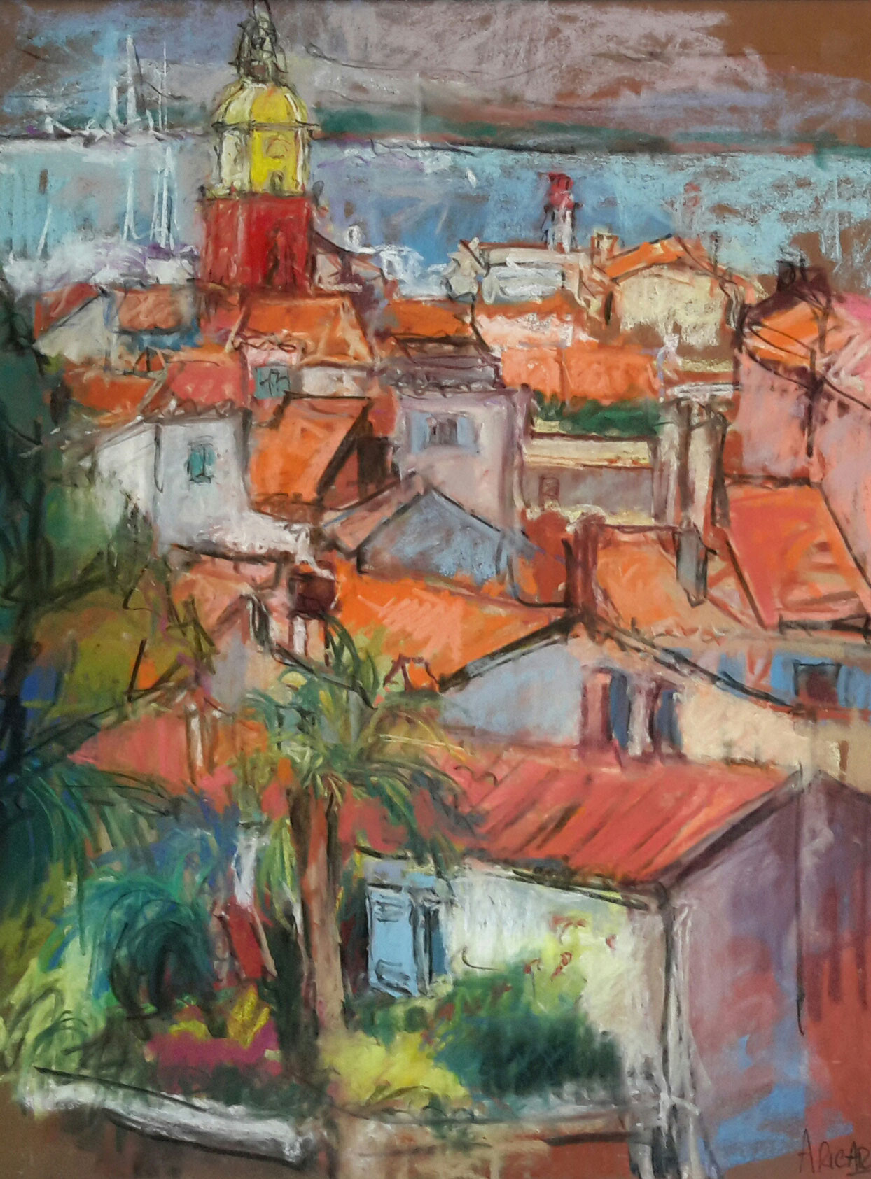 Anne Ricard - Saint-Tropez - Pastel 65 x 50 cm