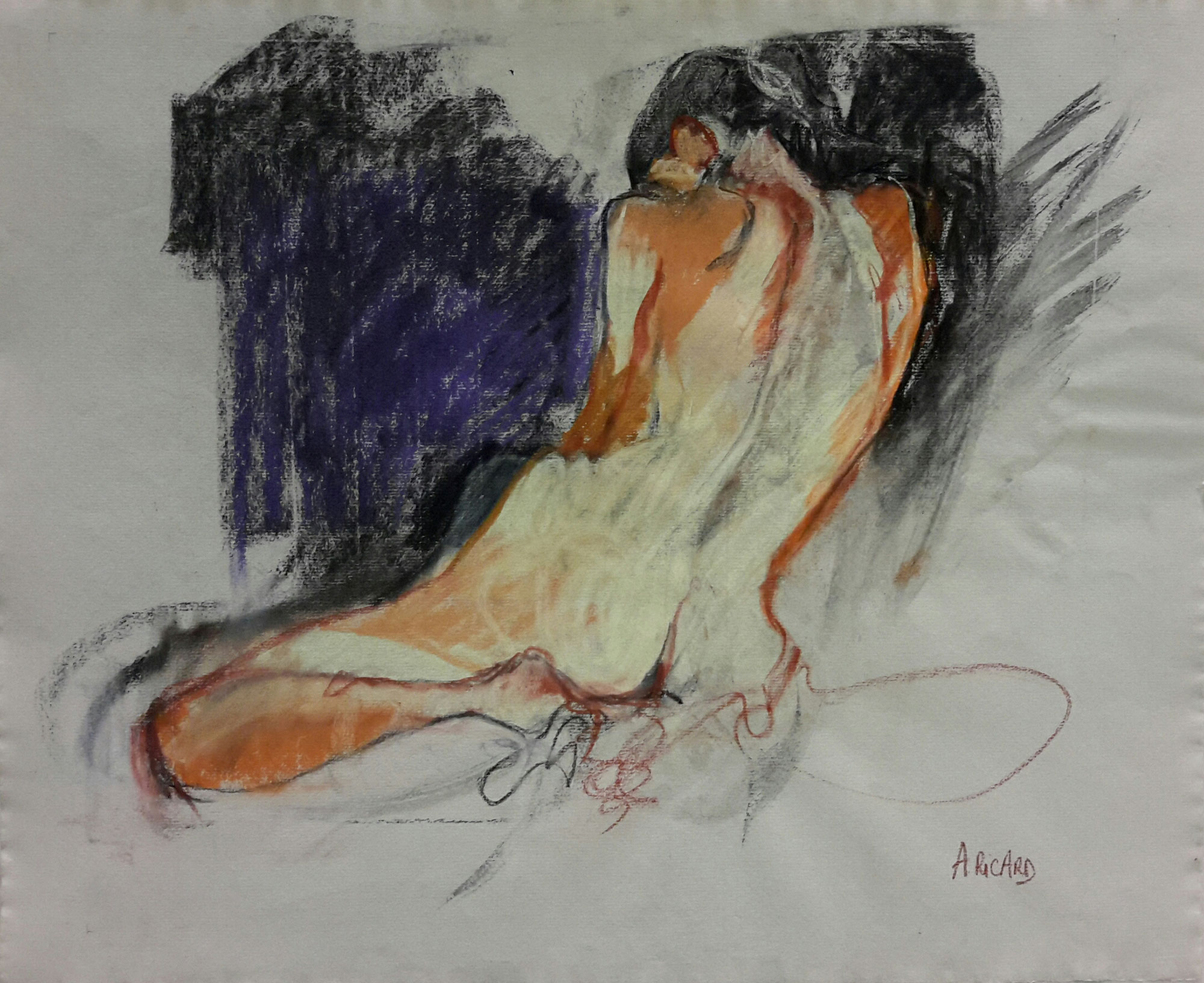 Anne Ricard - Interiorite - Pastel et Sanguine et Encre 45 x 51 cm